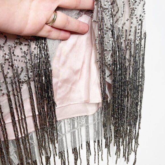 TAHARI Winter Beaded Fringe Mini Dress  - Picture 8 of 15
